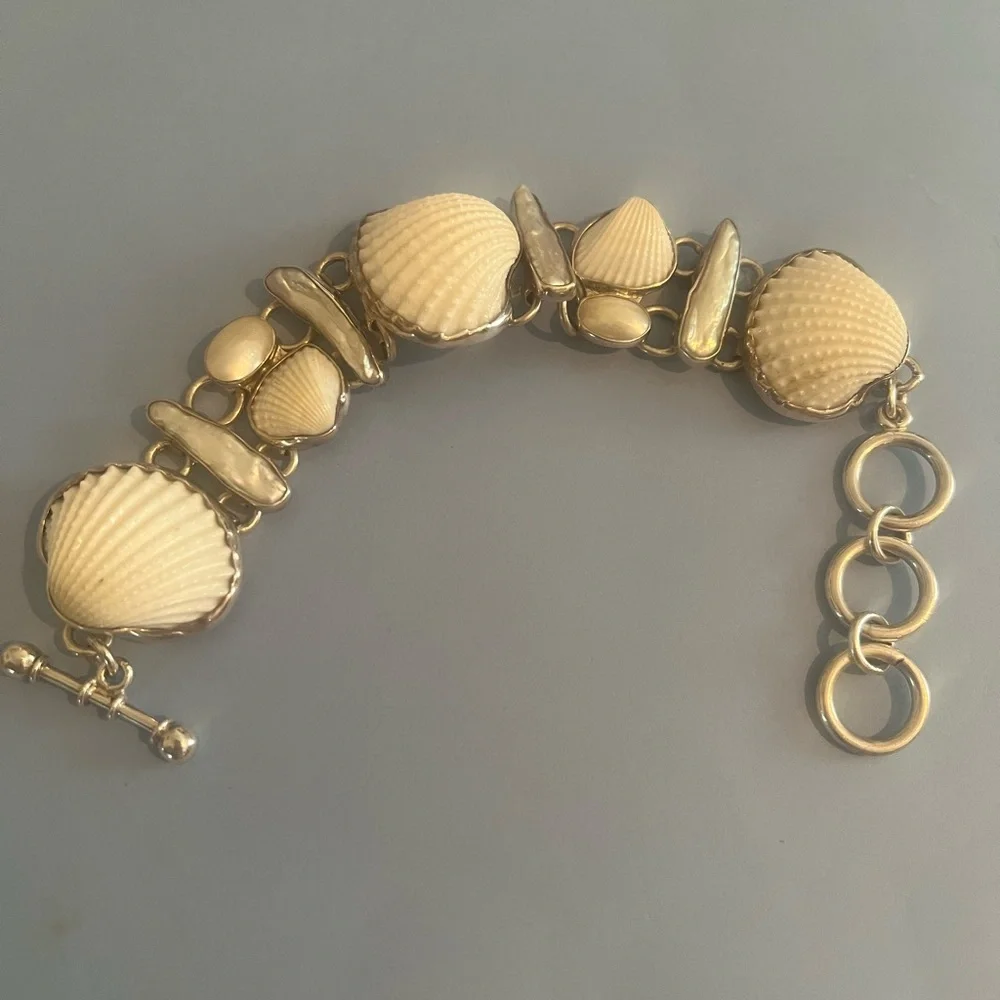 Charles Albert .950 Sterling Silver Shell Bracelet - Picture 1 of 8